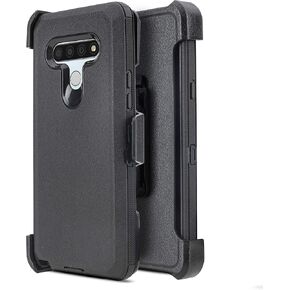 Heavy Duty Armor for LG Stylo 6, Built-in Screen Protector with Belt Clip Holster, Shockproof Rugged Shell Case, Non-Slip Bumper Hybrid Case (Black)