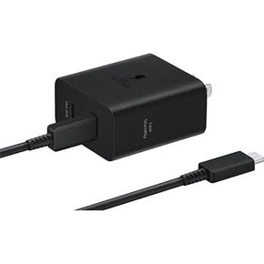 SAMSUNG 50W Duo Power Adapter Wall Charger, 2 Ports, Cable Included, Super Fast Charging 2.0 for Galaxy Phones, Tablets, USB Type C Devices, Low Standby Power Consumption, EP-T5020XBEGCA, Black