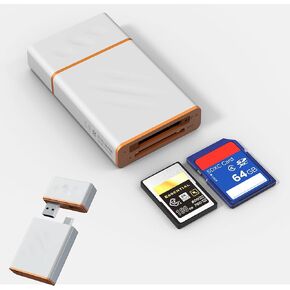CFexpress Type-A Card Reader SD 3.0 Card Reader - 10Gbps USB 3.2 Gen 2 Type A CFexpress Adapter - Dual-Slot Memory Card Reader USB A/USB C for CFexpress Type A/SD/SDXC/SDHC - Windows/Mac/Linux/Android
