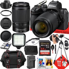 Nikon Z50II Mirrorless Camera with Nikon NIKKOR Z DX 50-250mm f/4.5-6.3 VR Lens + 64 GB Memory + LED Light + Camera Case + Tripod + More (24pc Bundle)