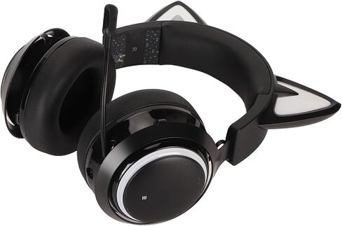 AQXREIGHT CAT EAR GAMING HEADSET RGB HEADPHO مع ميكروفون قابل للتراجع عن 120 درجة لأجهزة الكمبيوتر السوداء في بيئات سوداء سماعات رأس الأذن. in Saudi Arabia