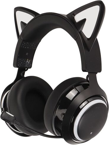 AQXREIGHT CAT EAR GAMING HEADSET RGB HEADPHO مع ميكروفون قابل للتراجع عن 120 درجة لأجهزة الكمبيوتر السوداء في بيئات سوداء سماعات رأس الأذن. in Saudi Arabia