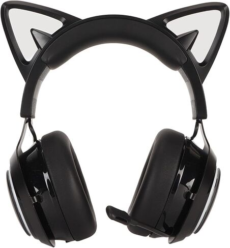 AQXREIGHT CAT EAR GAMING HEADSET RGB HEADPHO مع ميكروفون قابل للتراجع عن 120 درجة لأجهزة الكمبيوتر السوداء في بيئات سوداء سماعات رأس الأذن. in Saudi Arabia