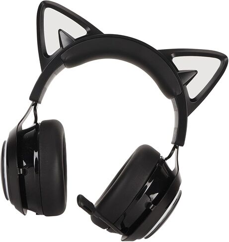 AQXREIGHT CAT EAR GAMING HEADSET RGB HEADPHO مع ميكروفون قابل للتراجع عن 120 درجة لأجهزة الكمبيوتر السوداء في بيئات سوداء سماعات رأس الأذن. in Saudi Arabia