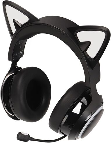AQXREIGHT CAT EAR GAMING HEADSET RGB HEADPHO مع ميكروفون قابل للتراجع عن 120 درجة لأجهزة الكمبيوتر السوداء في بيئات سوداء سماعات رأس الأذن. in Saudi Arabia