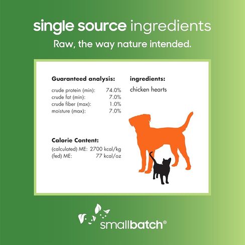 smallbatch Pets Premium Freeze-Dried Beef Heart Treats for Dogs and Cats, 3.5 oz, Made and Sourced in The USA, Single Ingredient, Humanely Raise Meat, No Preservatives or Anything Artificial Ever in Saudi Arabia