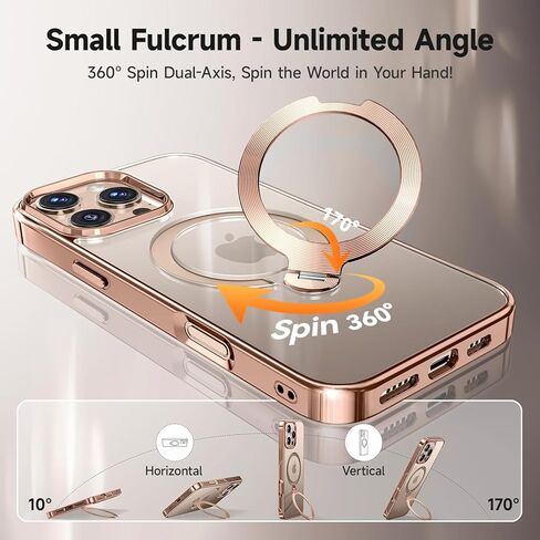 [Tri-shield Protection] بالنسبة لحالة iPhone 16 Pro Max مع حامل تدور بزاوية 360 درجة متوافقًا مع Magsafe [حلقة CD المغناطيسية] [حامي عدسة الشاشة والكاميرا] لا يصنع الصدمات أبدًا ، Gold-6.9 Desert-6.9 ". in Saudi Arabia