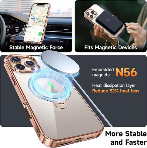 [Tri-shield Protection] بالنسبة لحالة iPhone 16 Pro Max مع حامل تدور بزاوية 360 درجة متوافقًا مع Magsafe [حلقة CD المغناطيسية] [حامي عدسة الشاشة والكاميرا] لا يصنع الصدمات أبدًا ، Gold-6.9 Desert-6.9 ". in Saudi Arabia