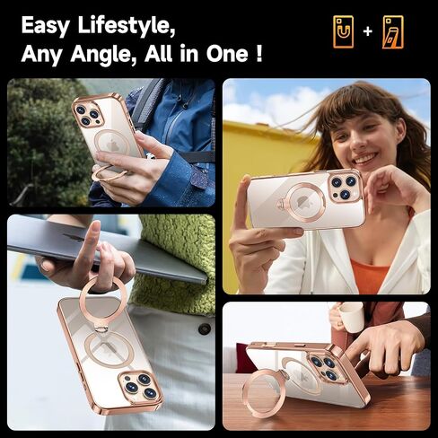 [Tri-shield Protection] بالنسبة لحالة iPhone 16 Pro Max مع حامل تدور بزاوية 360 درجة متوافقًا مع Magsafe [حلقة CD المغناطيسية] [حامي عدسة الشاشة والكاميرا] لا يصنع الصدمات أبدًا ، Gold-6.9 Desert-6.9 ". in Saudi Arabia
