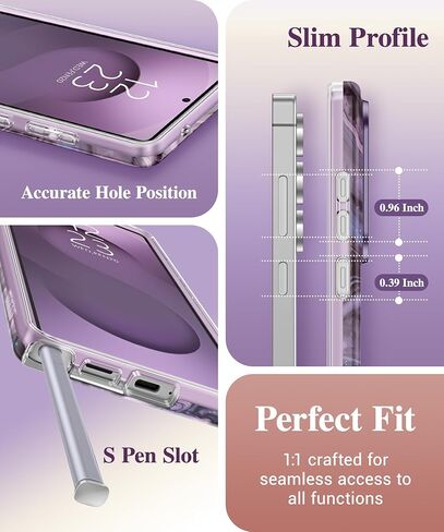 GVIEWIN for Samsung Galaxy S25 Ultra Case, [Slide Camera Cover & Built-in HD Screen Protector] [2 Front Frames] Shockproof Military Grade Protective Marble Phone Case 6.9" (Quicksand/Purple) in Kuwait