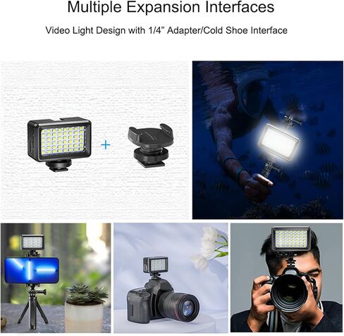 LED Camera Light Waterproof, RGB Video Light with 40m Depth, for Live Streaming Photography, 3 Light Modes, 40 LED Beads, 120° Beam Angle, with 1/4in Adapter in Saudi Arabia