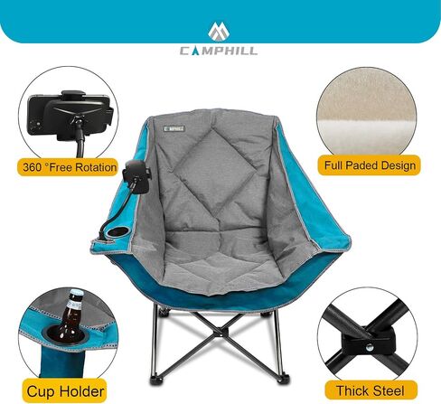CAMPHILL Folding Camping Chair,Portable Camping Chair with 2 Cup Holders, Carry Bag Included, Collapsible Chair for Camping, Tailgates, Beach, and Sports in Kuwait