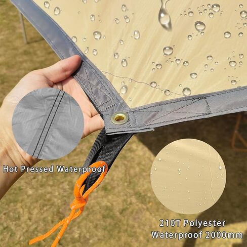 16x16 ft Large Camping Tarp Waterproof Hammock Rain Fly Camping Awning Sun Shelter (Without Pole) (Black) in Kuwait
