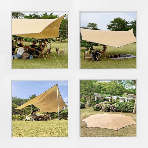 16x16 ft Large Camping Tarp Waterproof Hammock Rain Fly Camping Awning Sun Shelter (Without Pole) (Black) in Kuwait