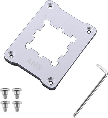 حامل وحدة المعالجة المركزية AM5 إطار التلامس المضاد للانحناء مع مسامير 4pcs وسلس البراغي 1x و 1x تبديد الحرارة الإطار المضاد للانحناء 2.95x2.2 بوصة (الفضة) in Kuwait