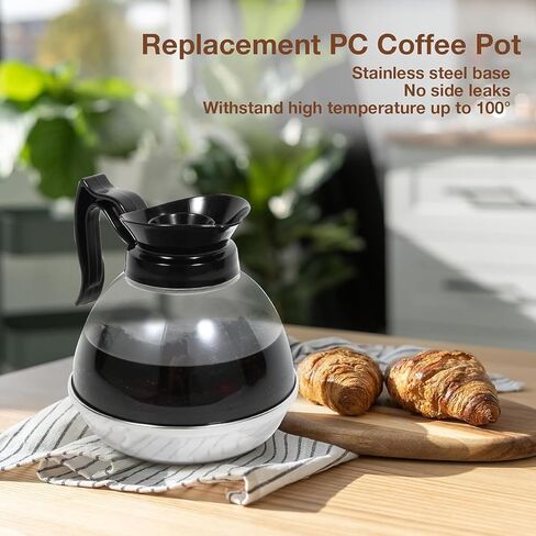 1.2QT Coffee Maker Pot Replacement, Universal Coffee Maker Pot with Handle & Tight Fit Spout, Coffee Glass Carafe Compatible with Various Coffee Machine in Saudi Arabia