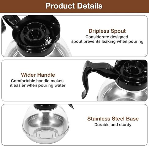 1.2QT Coffee Maker Pot Replacement, Universal Coffee Maker Pot with Handle & Tight Fit Spout, Coffee Glass Carafe Compatible with Various Coffee Machine in Saudi Arabia