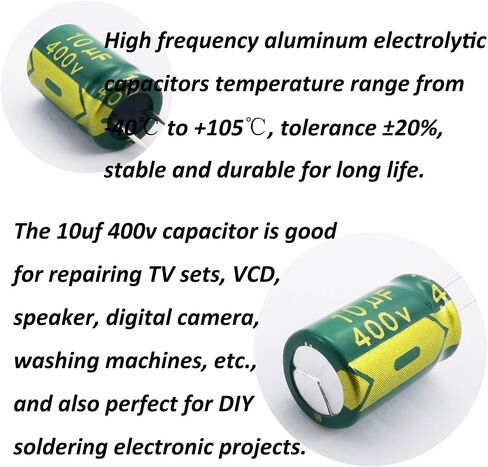 YUNGUI 10pcs 400V 68uF Capacitor,Electrolytic Capacitors 400V,68uF Aluminum Capacitors High Frequency Industrial Electrical Capacitors for DIY Soldering Electronic Projects 18x25MM in Saudi Arabia