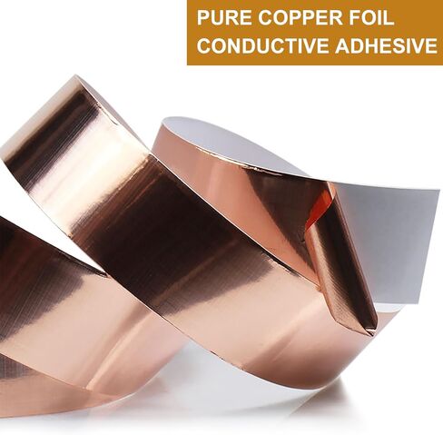 LOVIMAG Copper Tape, Copper Foil Tape 4 Sizes (0.2/0.24/0.3/0.4Inch) x72.6FT, Copper Foil Tape Conductive Adhesive for Stained Glass, Guitar and EMI Shielding, Crafts, Electrical Repairs, Grounding in Kuwait