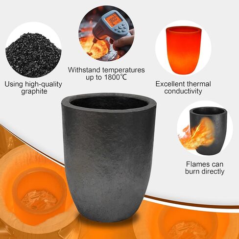 Nelyrho #5s-7kg Premium Black Graphite Crucible, Silicon Carbide Clay Furnace Cup for Melting Casting Refining Aluminum, Gold, Silver, Copper, Brass, Withstand High Temperature 1800℃/3272℉ in Kuwait