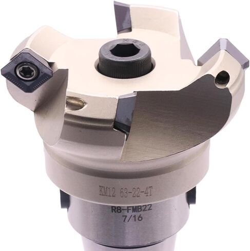 R8 FMB22 7/16-20UNF Shank Face End Mill Arbor and 2"/50mm Cutting Diameter 4-Flute KM12 50-22-4T CNC Face End Milling Shell Cutter with 10Pcs SEKT1204 Carbide Inserts and T20 Wrench in Kuwait