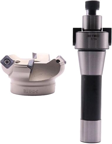 R8 FMB22 7/16-20UNF Shank Face End Mill Arbor and 2"/50mm Cutting Diameter 4-Flute KM12 50-22-4T CNC Face End Milling Shell Cutter with 10Pcs SEKT1204 Carbide Inserts and T20 Wrench in Kuwait
