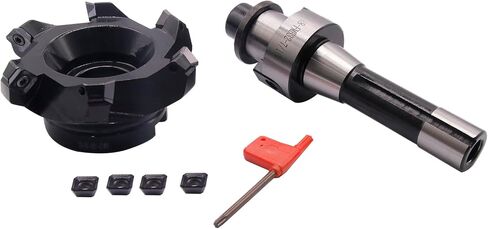 R8 FMB22 7/16-20UNF Shank Face End Mill Arbor and 2"/50mm Cutting Diameter 4-Flute KM12 50-22-4T CNC Face End Milling Shell Cutter with 10Pcs SEKT1204 Carbide Inserts and T20 Wrench in Kuwait