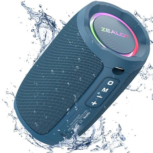 ZEALOT Portable Speaker 20W, Bluetooth Speaker Waterproof, Bocinas Bluetooth, IPX6 Waterproof, Wireless Pair, Clear Stereo Audio/BT5.2/ RGB Light/USB/TF, for Home/Outdoor/Beach in Kuwait