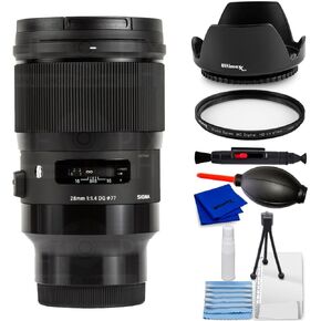 Sigma 28mm f/1.4 DG HSM Art Lens for Sony E 441965 - Accessory Bundle Inlcudes: Tulip Hood Lens, UV Filter, Cleaning Pen, Blower, Microfiber Cloth and Cleaning Kit, SG28ARTSNYE11