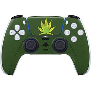 Skinit Decal Gaming Skin Compatible with PS5 Controller - Marijuana Leaf White Pattern Design