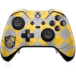 Skinit Skinit Gaming Gaming Skiner مع وحدة التحكم في Xbox One Elite - تصميم Warner Bros Hufflepuff Crest المرخص رسميًا