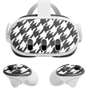ألعاب Skinit Scenit Skining متوفرة مع Meta Quest 3 - تصميم Houndstooth أبيض/أبيض مرخص رسميًا