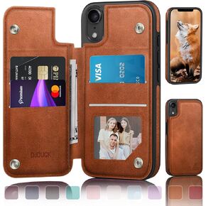 Designed for iPhone XR Case Wallet with Card Holder, [Magnetic Clasp Cover] [RFID Blocking Leather Protection] Shockproof Women Men Cases 6.1 Inch for Apple XR Light Brown in Kuwait