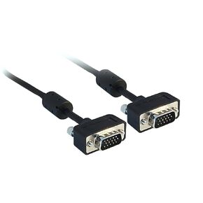CableWholesale Slim VGA to VGA Cable SVGA HD15 Male Coaxial Computer Monitor Cable with Ferrites, Male to Male Double Shielded HD Resolution 2048P Video Cable, 3 Feet, Black Slim VGA Cable