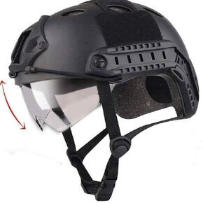 Airsoft Helmet,Fast PJ Type Helmet with Airsoft Goggles Front NVG Mount and Side Rail for Airsoft/Paintball Outdoor Activities