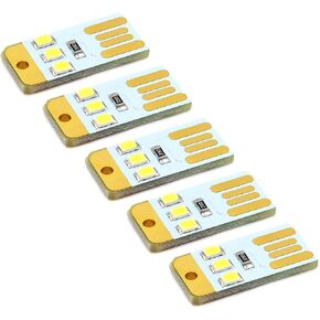 5Pcs USB LED Lamp Night Light Pocket Card Lamp Keychains LED Reading Book Lights for Laptop PC Power