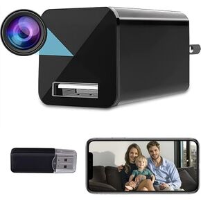 Charger Camera 1080P Wireless Mini Cameras with WiFi Night Vision and Motion Detection Small Camera forHome Security Cam, No Audio