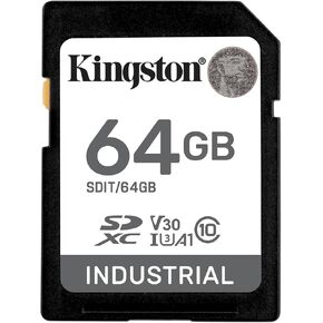 Kingston Industrial SD Card, Up to 100MB/s, High Endurance, UHS-I U3 V30 A1, (SDIT/64GB)