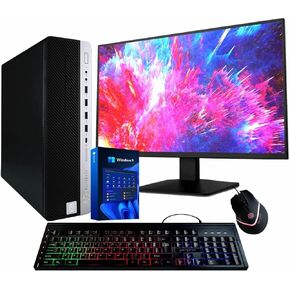 HP EliteDesk 800G4 Desktop Computer | Hexa Core Intel i5 (3.2GHz) | 16GB DDR4 RAM | 500GB SSD| 5G-WiFi & Bluetooth | 22in LCD Monitor | RGB Keyboard & Mouse | Windows 11 Pro, Black (Renewed)