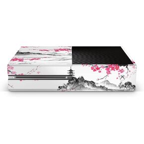 ZOOMHITSKINS Compatible for X1 One Skin, includes 1 X1 One Console Skin, Temple Anime Japan Black White Pink Sakura Cherry Blossom Art, Durable & Fit, Vinyl, Easy to Install, Made in The USA