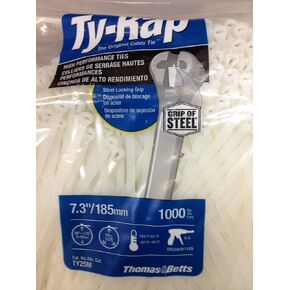 Thomas & Betts TY25M Cable Tie 50lb 7" Natural Nylon with Stainless Steel Locking Device Bulk Pack (