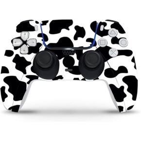 ZOOMHITSKINS Compatible with PS5 Controller Skin, Vinyl for Durable & Fit, Animal Farm Black White Cow Milk, Easy to Use, Bubble-free, Precisely Cut
