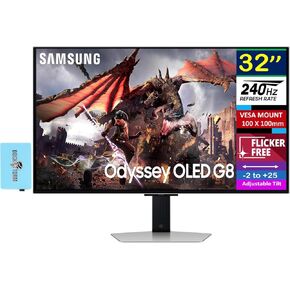 Samsung Odyssey OLED G8 (G80SD) 32" Gaming Monitor, 240 Hz 4K UHD Display, VESA Mount (100x100mm), Sleek Metal Design (2025 Latest Model) W/DKZ hub