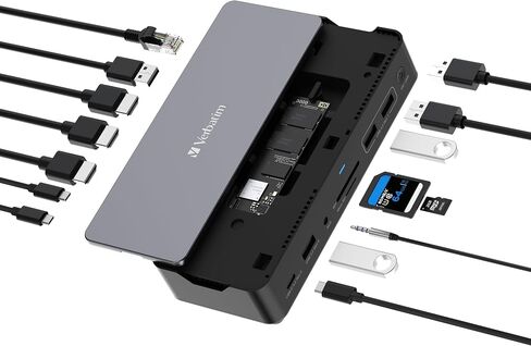 Verbatim USB-C ™Pro Docking Station 15-in-1 - SSD Enclosure, Black, 32173 in Kuwait