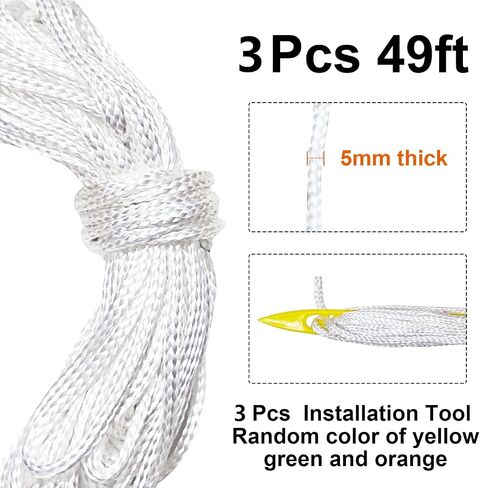 2Pcs 5mm 49ft Lacrosse Goal Net Lacing Cord with 2 Pcs Installation Aid,Lacrosse Net Lacing Rope,Hockey Net Lacing Rope Lacrosse net Replacement Fixing of Garden,Backyard,Playground in Saudi Arabia