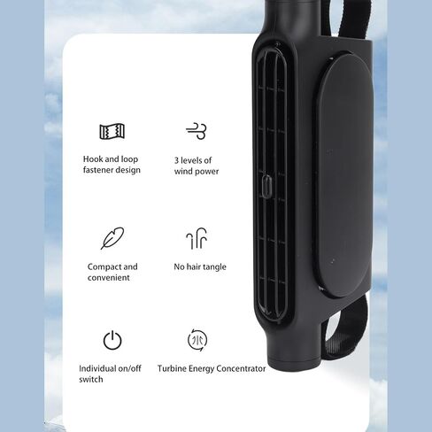 Gonetre USB Car Backseat Fan Strong 3 Speed ​​Teed قابل للتعديل معاداة الهواء مروحة التبريد المنخفضة ضوضاء محمولة لسيارات الدفع الرباعي RV Backseat ABS Material 178g (أسود) (أسود) in Kuwait