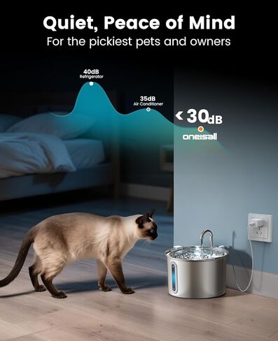 oneisall Cat Water Fountain Stainless Steel,1.8G /7L/230oz Cat Water Fountain for Multi-Cat Home/Water Fountain for Cats Inside With Smart Quiet Pump/Pet Water fountain Easy to Clean and Disassemble f in Kuwait