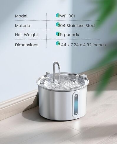 oneisall Cat Water Fountain Stainless Steel,1.8G /7L/230oz Cat Water Fountain for Multi-Cat Home/Water Fountain for Cats Inside With Smart Quiet Pump/Pet Water fountain Easy to Clean and Disassemble f in Kuwait