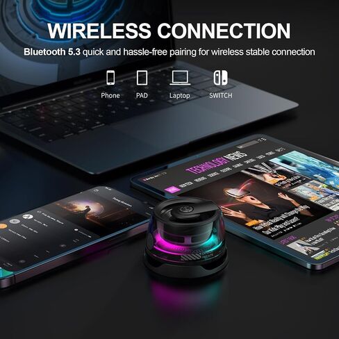 مكبرات صوت Bluetooth المحمولة اللاسلكية حامل الهاتف المغناطيسي للكمبيوتر الشخصي Android ، مكبر صوت صغير محمول مع RGB للتخييم ، الحفلات ، المكتب. 1 متحدث لاسلكي أسود in Kuwait