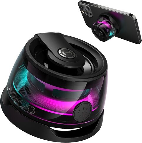 مكبرات صوت Bluetooth المحمولة اللاسلكية حامل الهاتف المغناطيسي للكمبيوتر الشخصي Android ، مكبر صوت صغير محمول مع RGB للتخييم ، الحفلات ، المكتب. 1 متحدث لاسلكي أسود in Kuwait